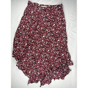 Stella McCartney Leopard-Print Asymmetric Silk Midi Skirt Size 44 (10US)